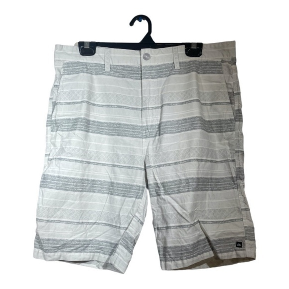 Micros Mens 100% Cotton Bermuda Shorts Gray White Striped Golf Hiking Size 34